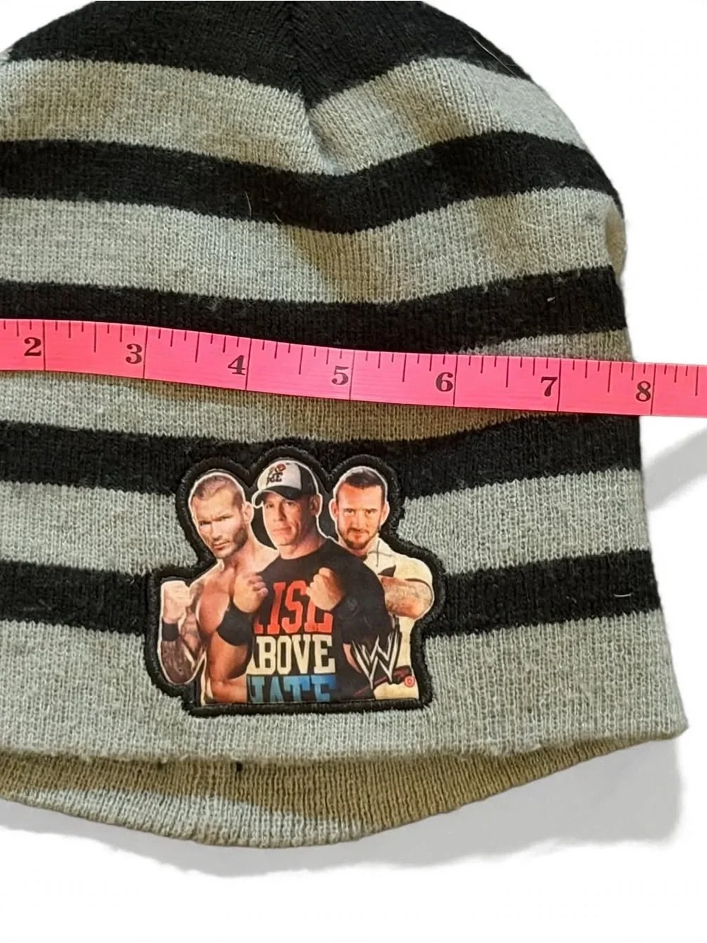 WWE Rise Above Hate Youth OSFM Black Gray Striped Knit Beanie